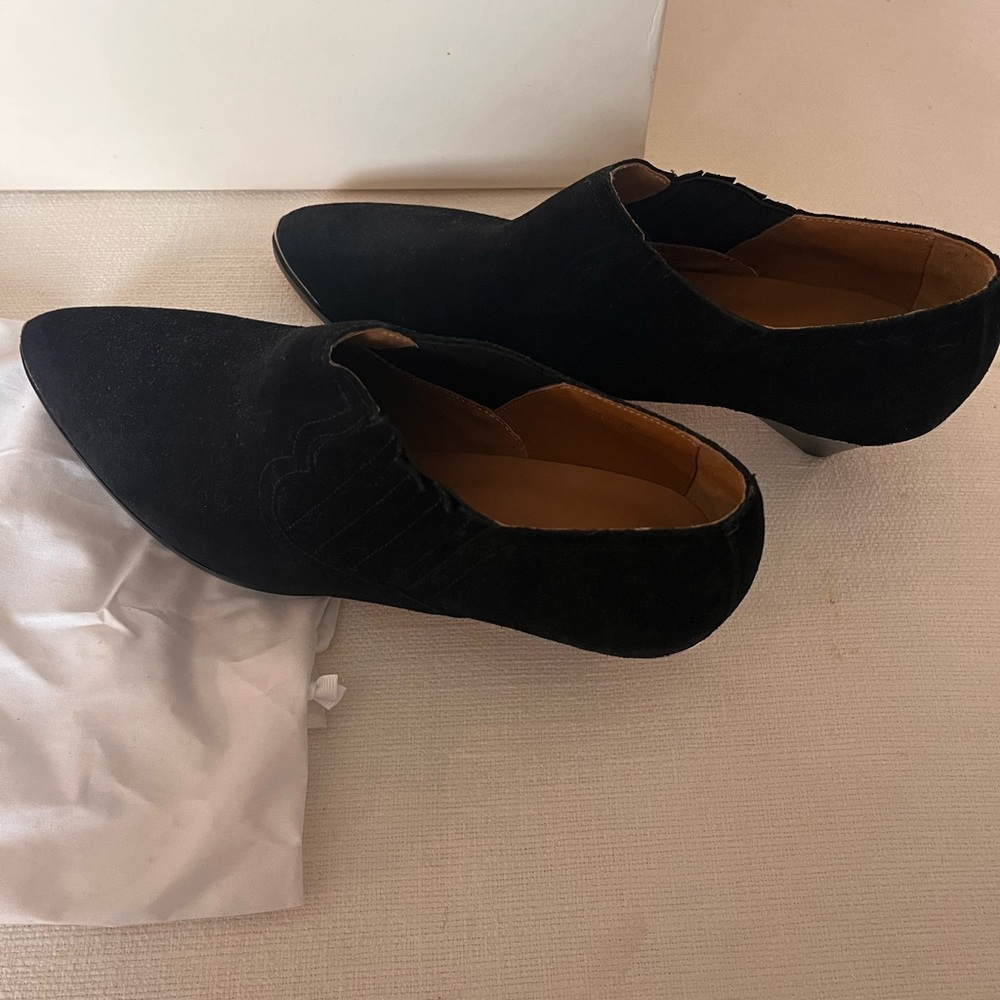 New Joie Black Suede Ankle Heeled Booties - Picture 3 of 8